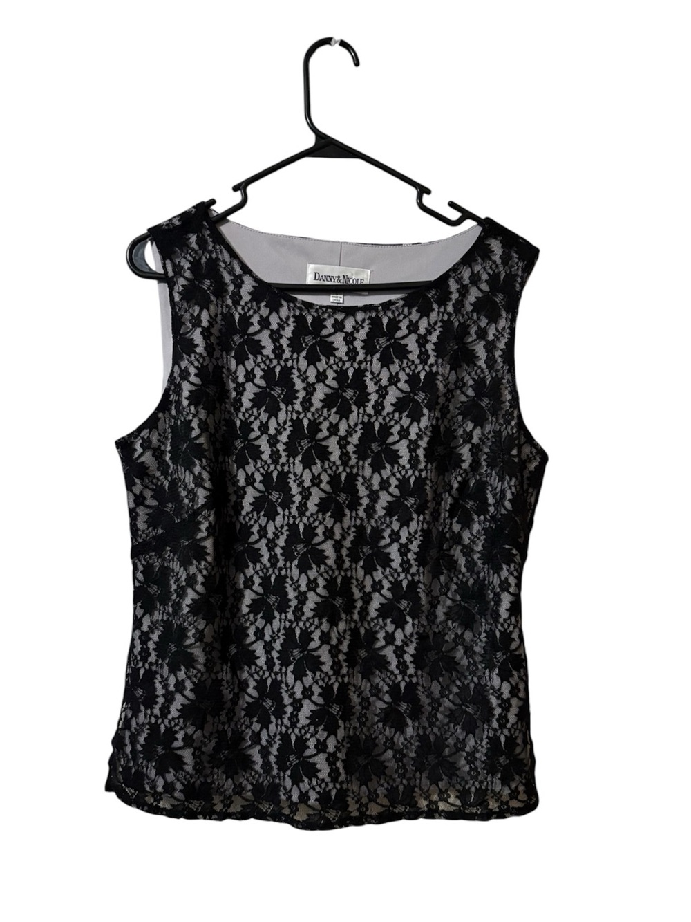 Danny & Nicole Black Lace Overlay Sleeveless Camisole